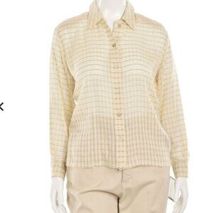 Escada Margaretha Ley Sheer Cream & Taupe Check Blouse
